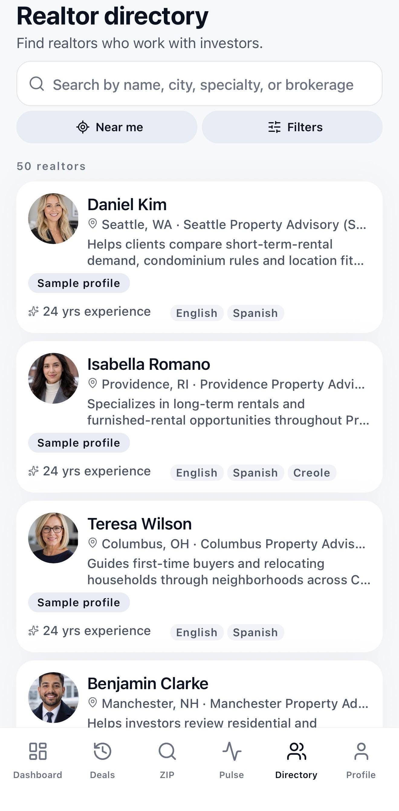 MyInversorAI Realtor directory